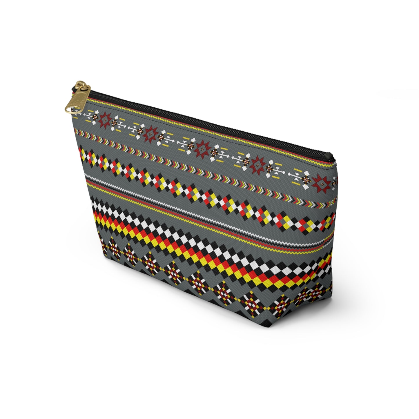 Dark Grey Colorful Accessory Pouch, Versatile Makeup Bag, Travel Organizer, Unique Gift for Her, Bright Patterned Clutch, Festival Essentials