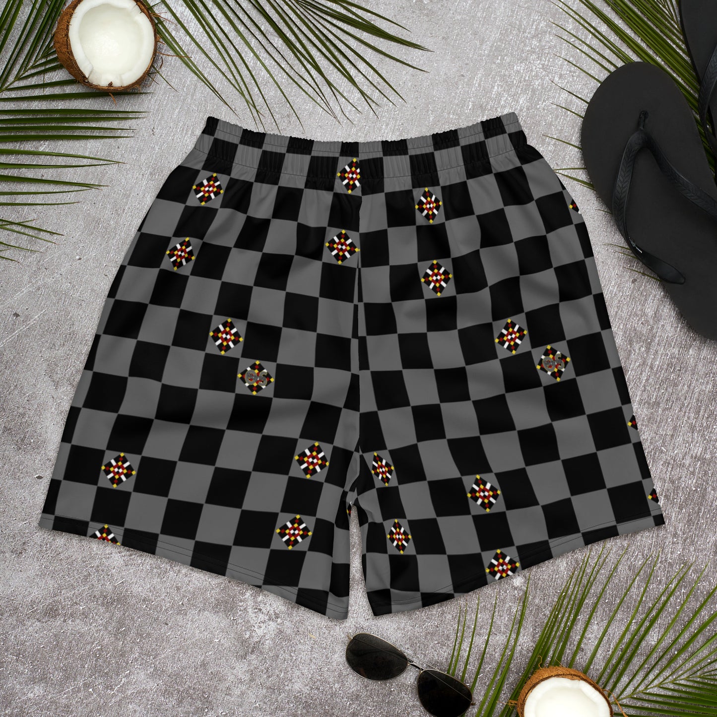 Charcoal Check Unisex Athletic Long Shorts