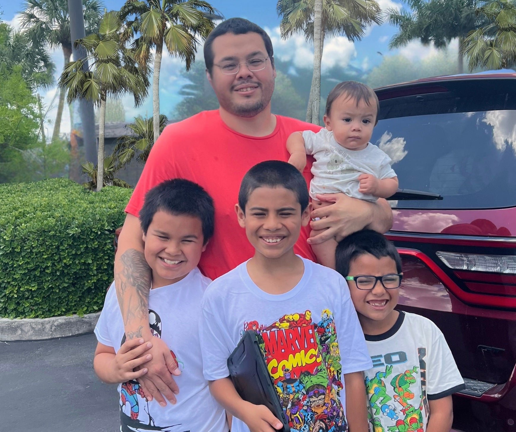 Ryan Osceola with his four children. 