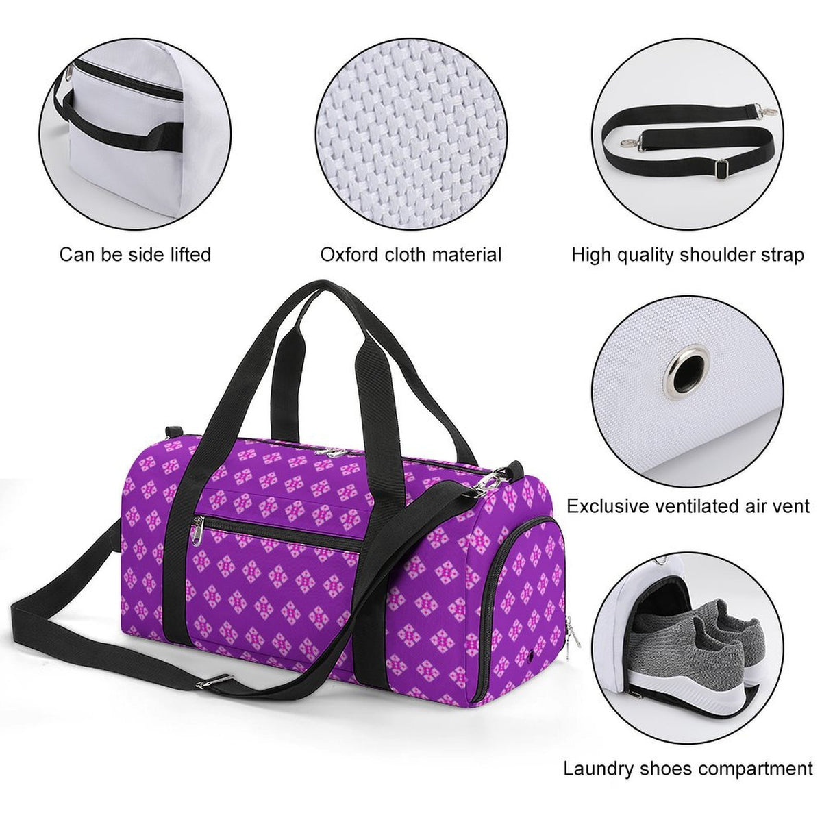 Pink & Purple Diamond - Purple Gym Bag