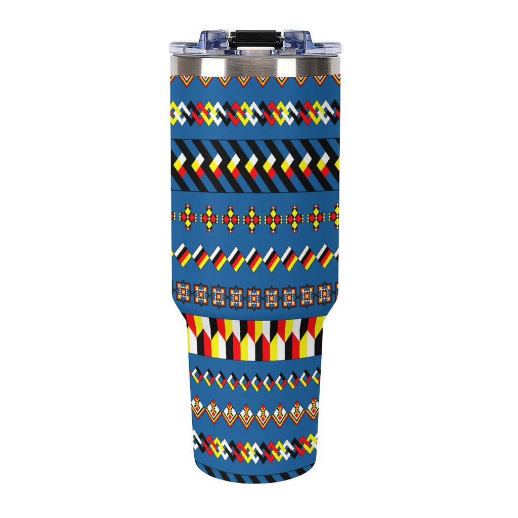 Blue 40oz Tumbler with Multi-Color Handle