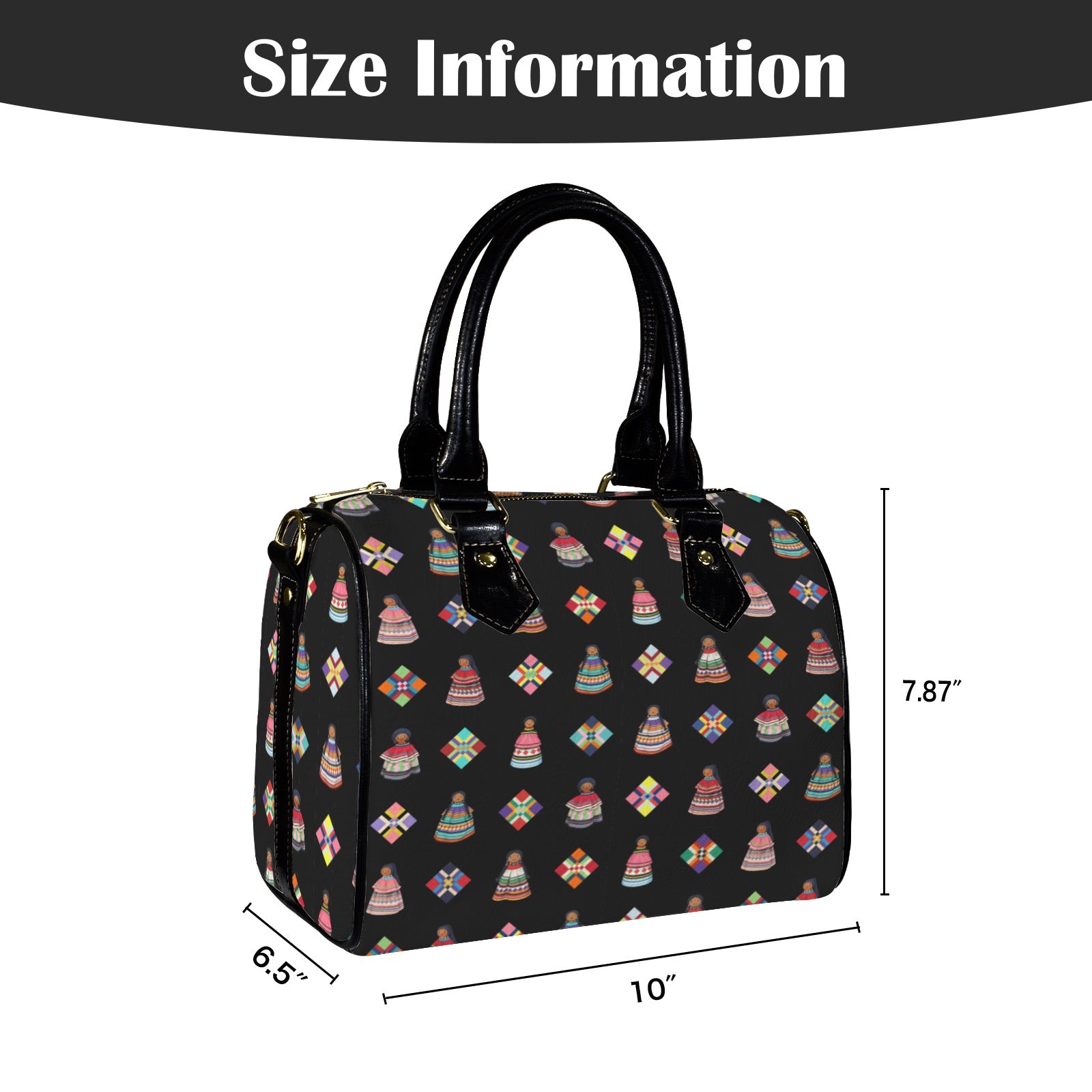 Dolls & Diamonds Leather Boston Handbag