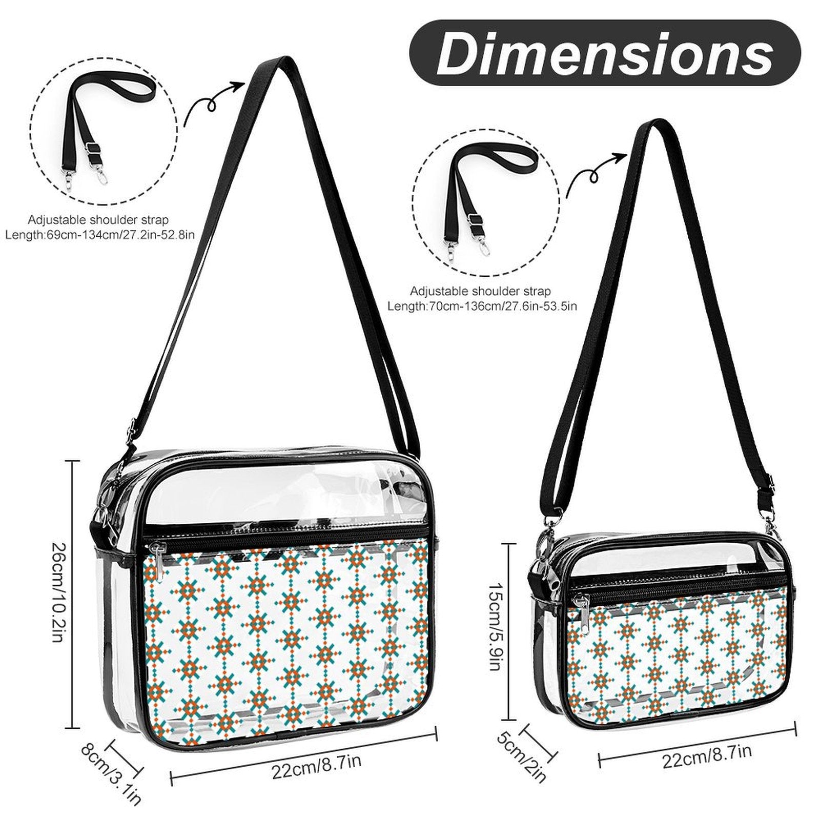 2-Piece Clear Satchel Bag Set MD1