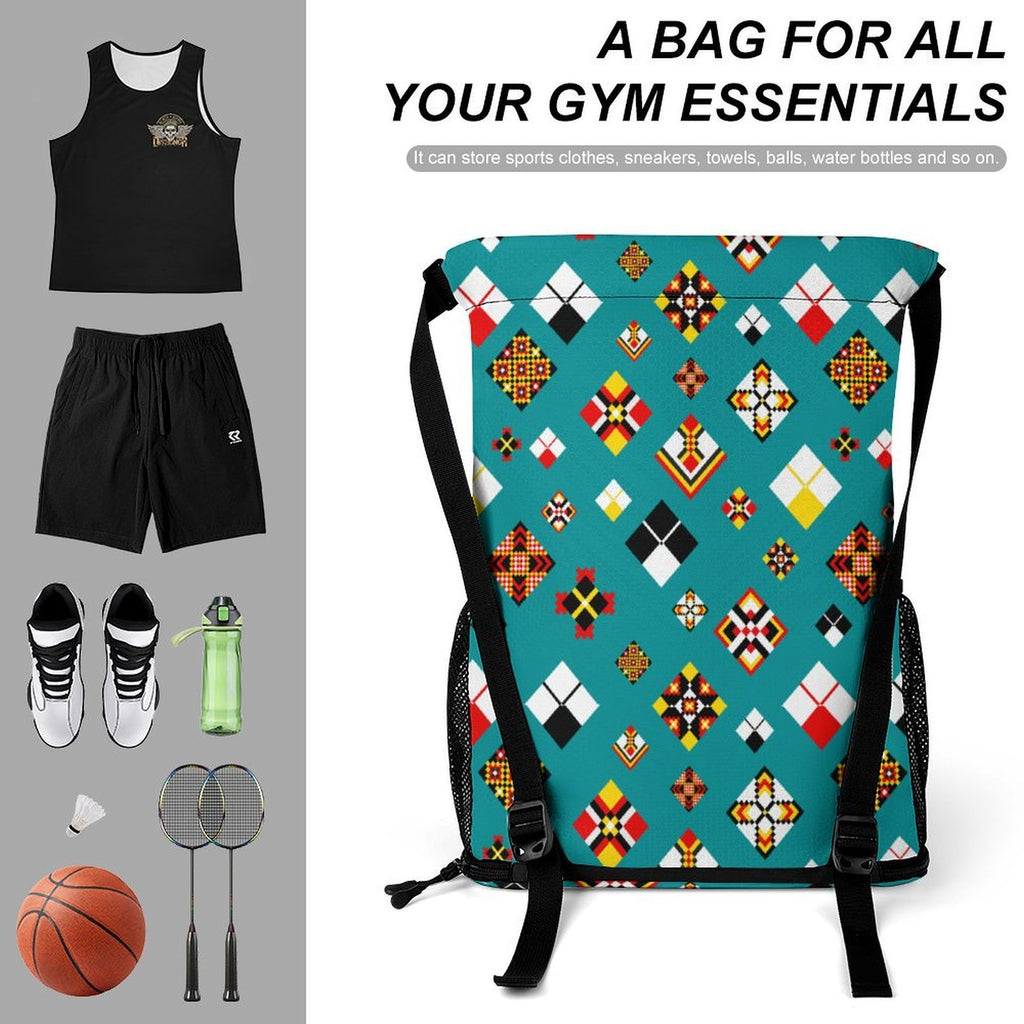 Teal Sports Drawstring Bag