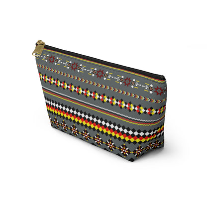Dark Grey Colorful Accessory Pouch, Versatile Makeup Bag, Travel Organizer, Unique Gift for Her, Bright Patterned Clutch, Festival Essentials