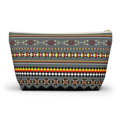 Dark Grey Colorful Accessory Pouch, Versatile Makeup Bag, Travel Organizer, Unique Gift for Her, Bright Patterned Clutch, Festival Essentials