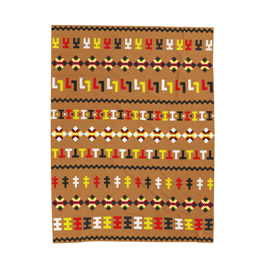Plush Blanket with Seminole Patchwork Brown