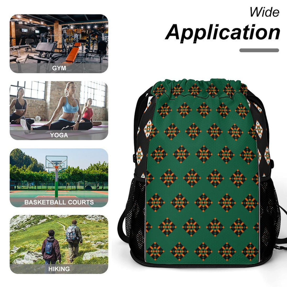 Orange Diamond Design - Sports Drawstring Bag