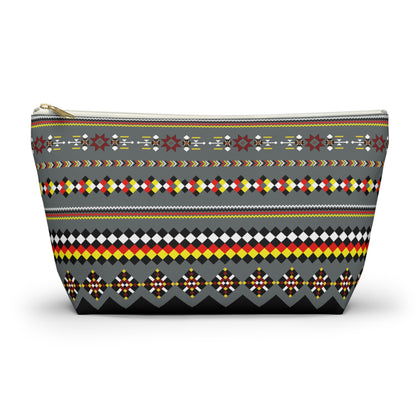 Dark Grey Colorful Accessory Pouch, Versatile Makeup Bag, Travel Organizer, Unique Gift for Her, Bright Patterned Clutch, Festival Essentials