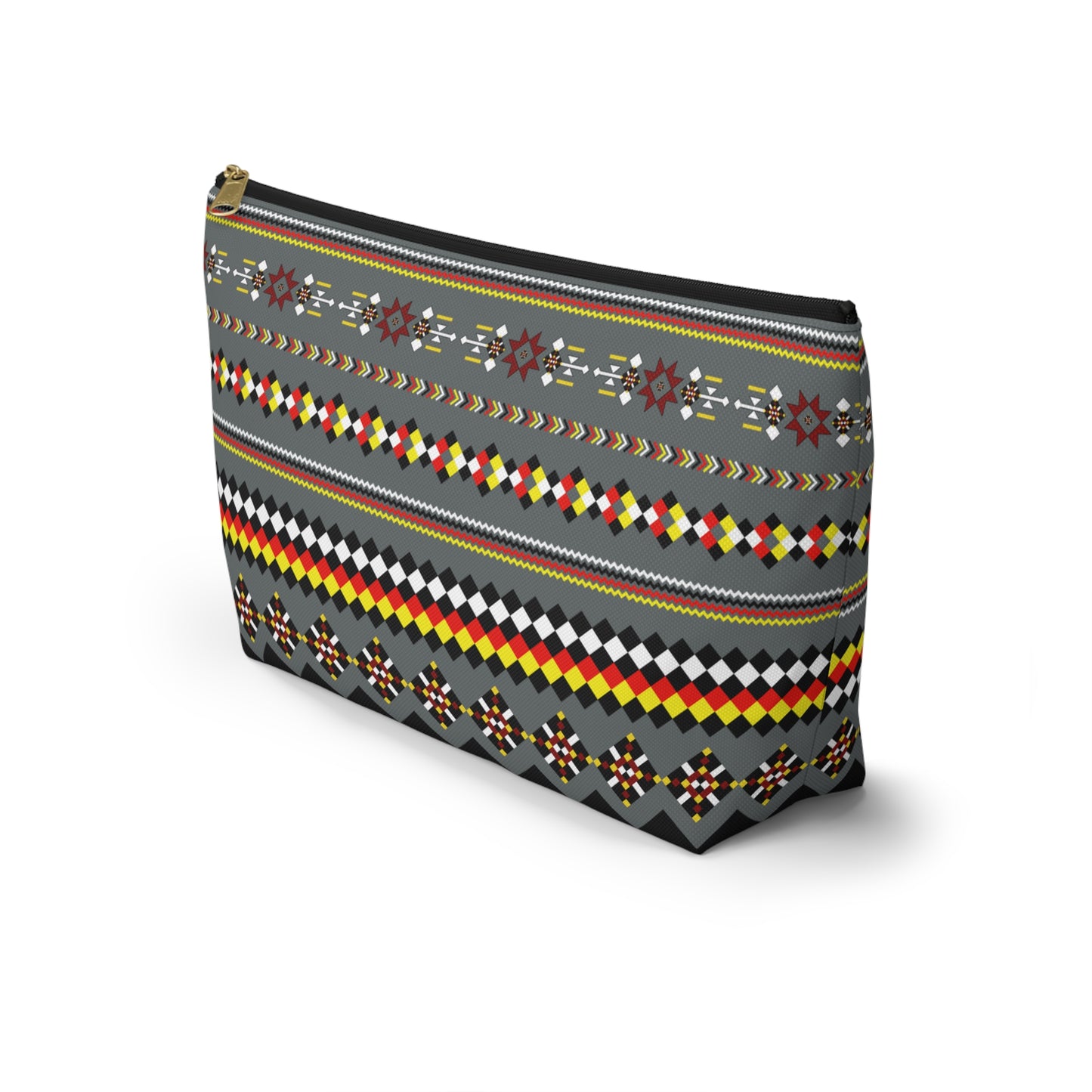 Dark Grey Colorful Accessory Pouch, Versatile Makeup Bag, Travel Organizer, Unique Gift for Her, Bright Patterned Clutch, Festival Essentials