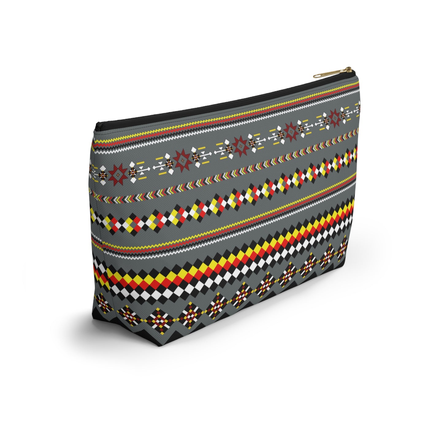 Dark Grey Colorful Accessory Pouch, Versatile Makeup Bag, Travel Organizer, Unique Gift for Her, Bright Patterned Clutch, Festival Essentials