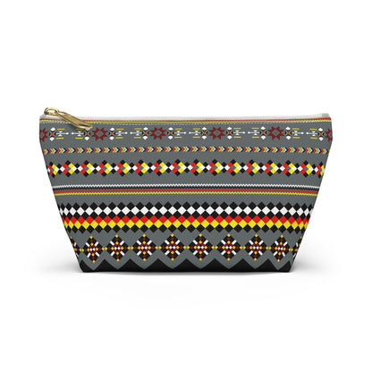 Dark Grey Colorful Accessory Pouch, Versatile Makeup Bag, Travel Organizer, Unique Gift for Her, Bright Patterned Clutch, Festival Essentials