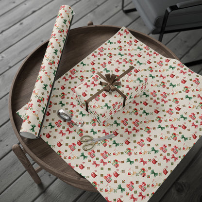 Charming Holiday Wrapping Paper | Festive Gift Wrap, Christmas Packaging, Birthday Wrap, Floral Design, Seasonal Decor