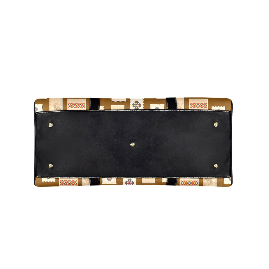 Mocha Leather Travel Bag-Large (Long Patch)