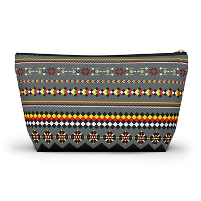 Dark Grey Colorful Accessory Pouch, Versatile Makeup Bag, Travel Organizer, Unique Gift for Her, Bright Patterned Clutch, Festival Essentials