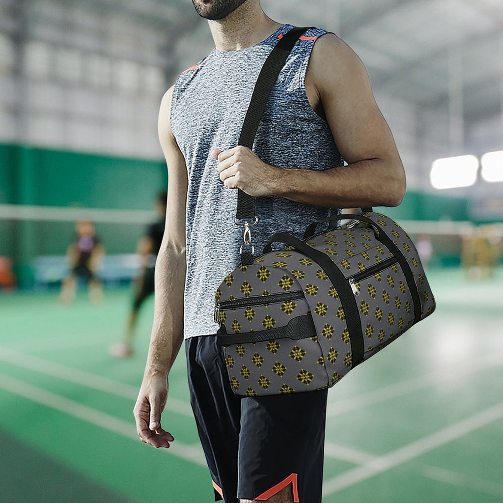 Black & Yellow Diamond - Grey Gym Bag