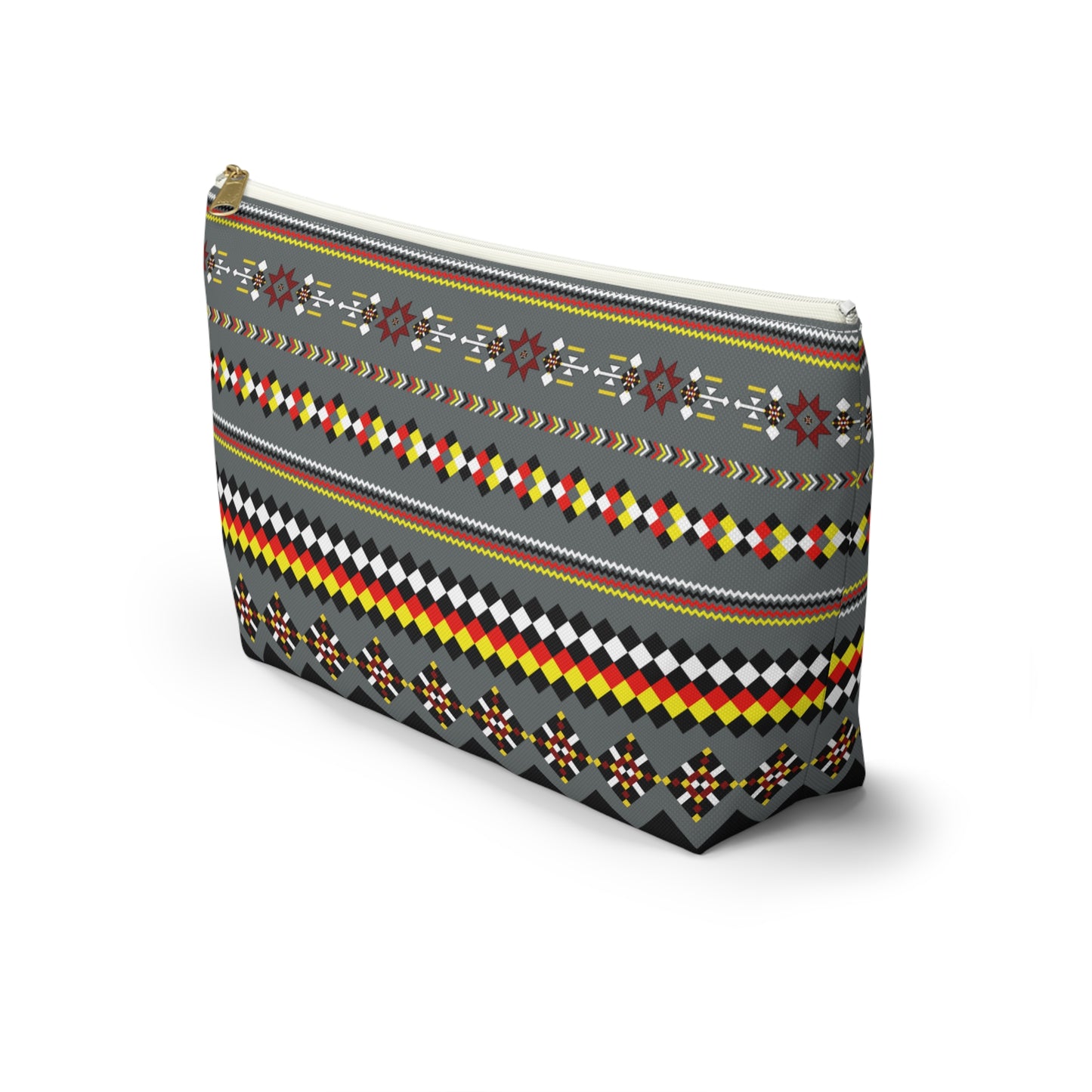 Dark Grey Colorful Accessory Pouch, Versatile Makeup Bag, Travel Organizer, Unique Gift for Her, Bright Patterned Clutch, Festival Essentials