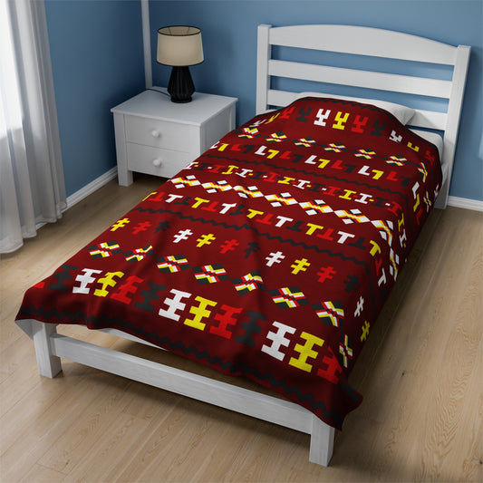 Plush Blanket with Seminole Patchwork