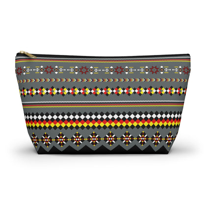 Dark Grey Colorful Accessory Pouch, Versatile Makeup Bag, Travel Organizer, Unique Gift for Her, Bright Patterned Clutch, Festival Essentials