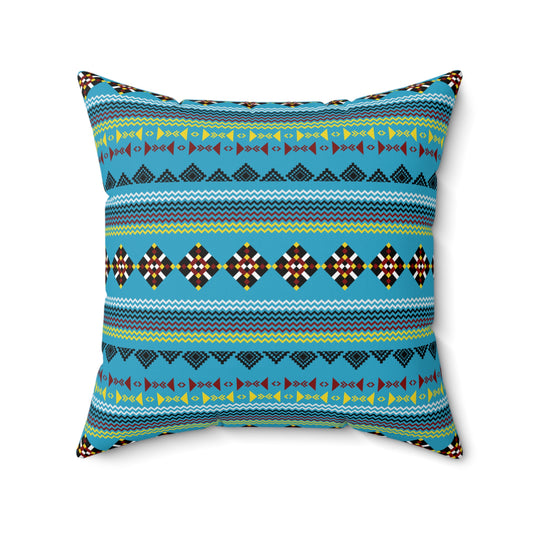 Native American Turquoise Spun Polyester Pillow