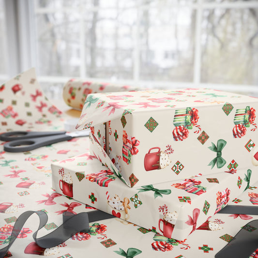 Charming Holiday Wrapping Paper | Festive Gift Wrap, Christmas Packaging, Birthday Wrap, Floral Design, Seasonal Decor