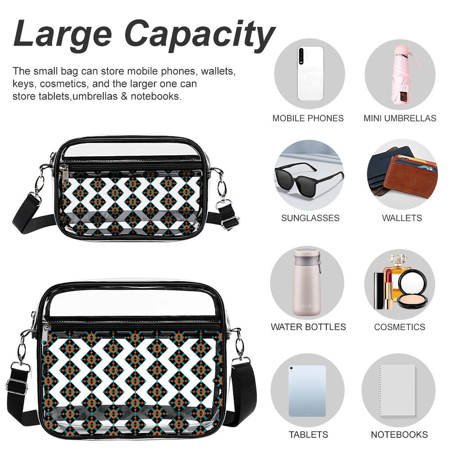 2-Piece Clear Satchel Bag Set MD2