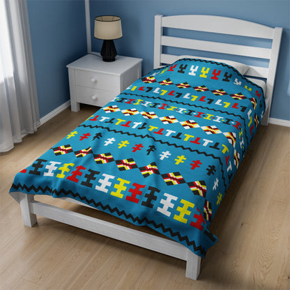 Plush Blanket with Seminole Patchwork