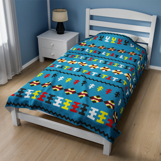 Plush Blanket with Seminole Patchwork