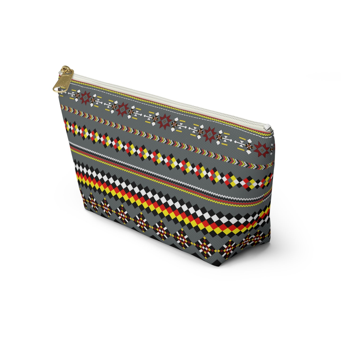 Dark Grey Colorful Accessory Pouch, Versatile Makeup Bag, Travel Organizer, Unique Gift for Her, Bright Patterned Clutch, Festival Essentials