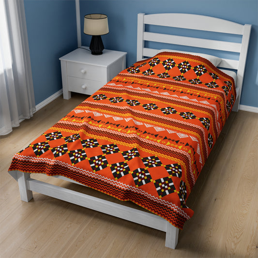 Orange Velveteen Plush WayneOneShop Blanket