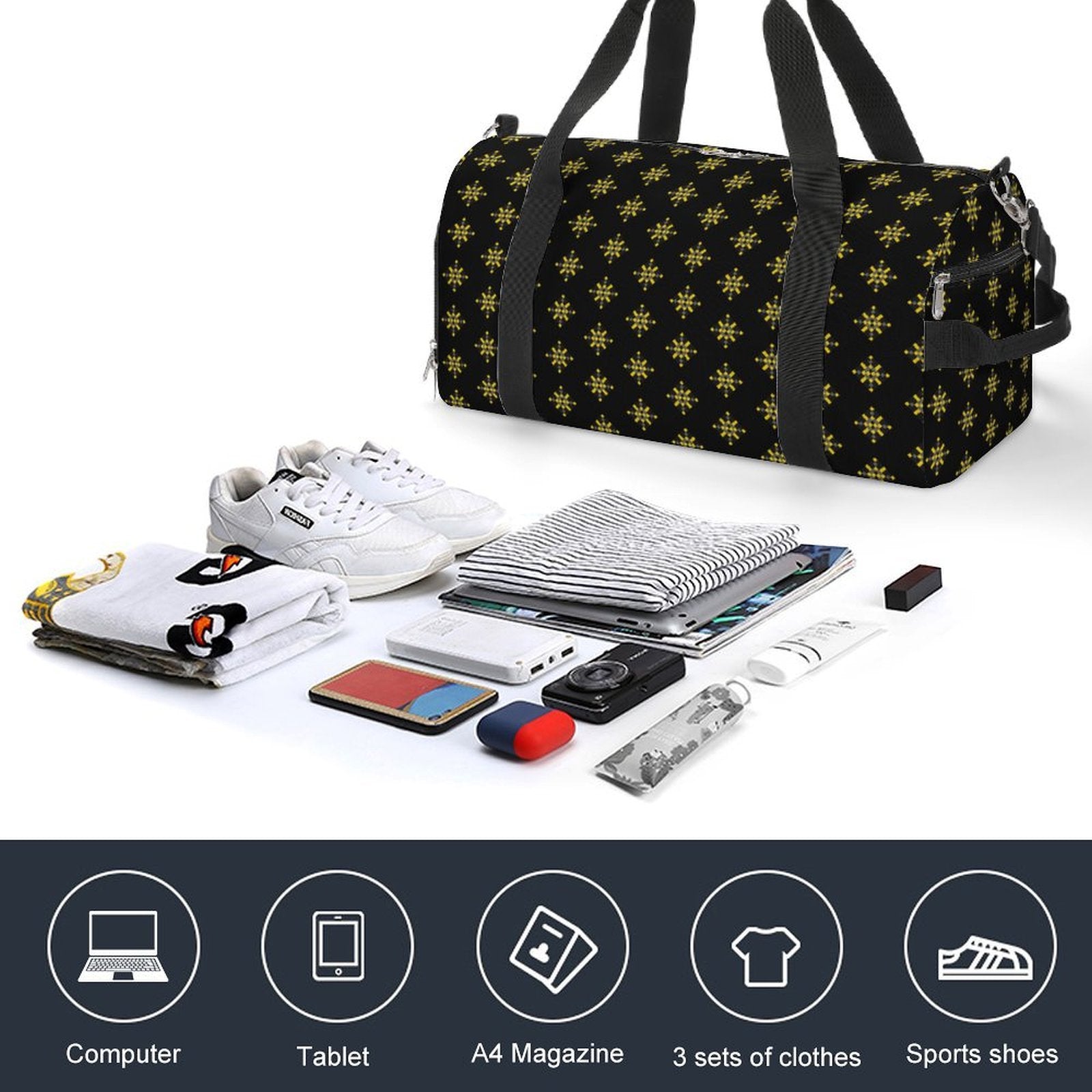 Black & Yellow Diamond - Black Gym Bag