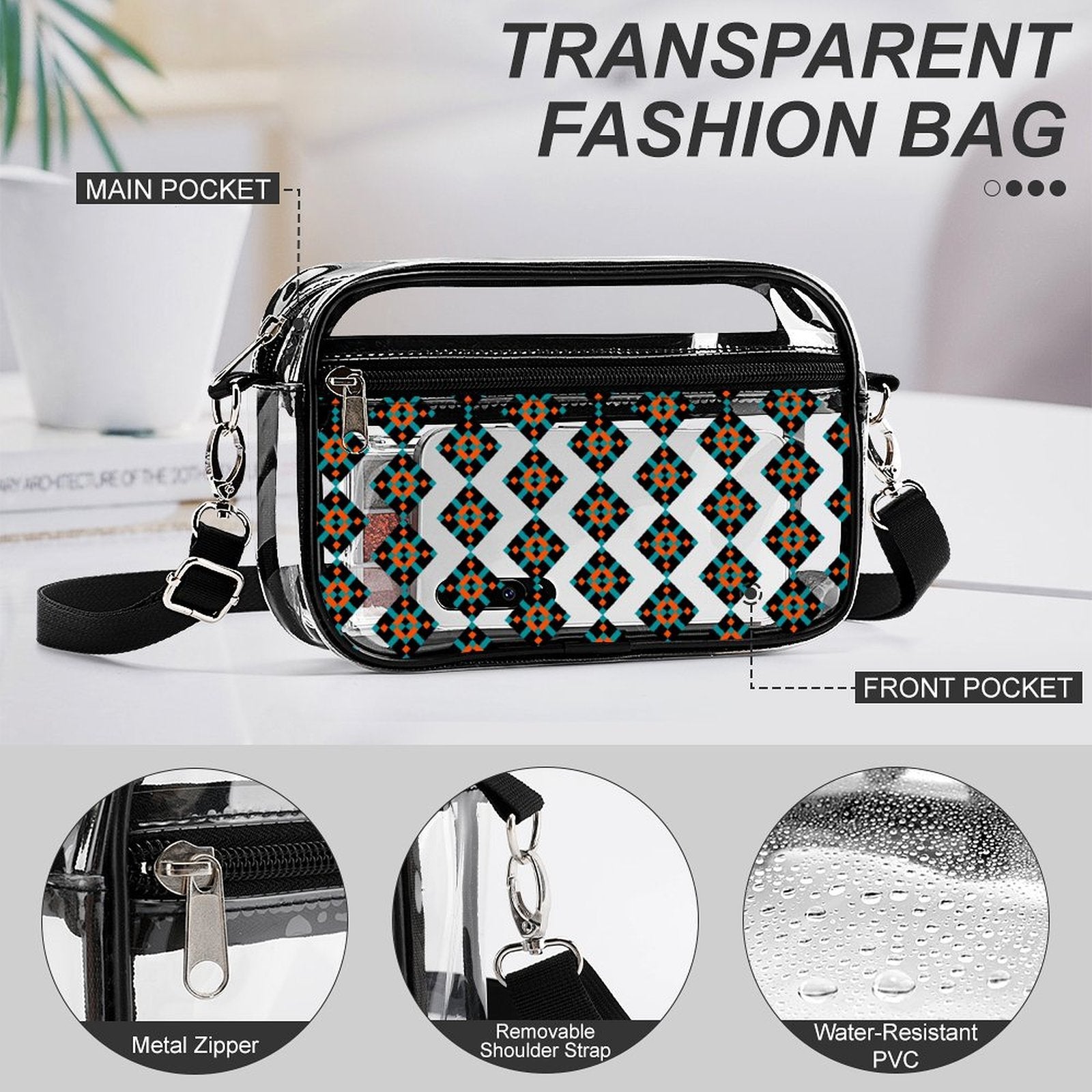 2-Piece Clear Satchel Bag Set MD2