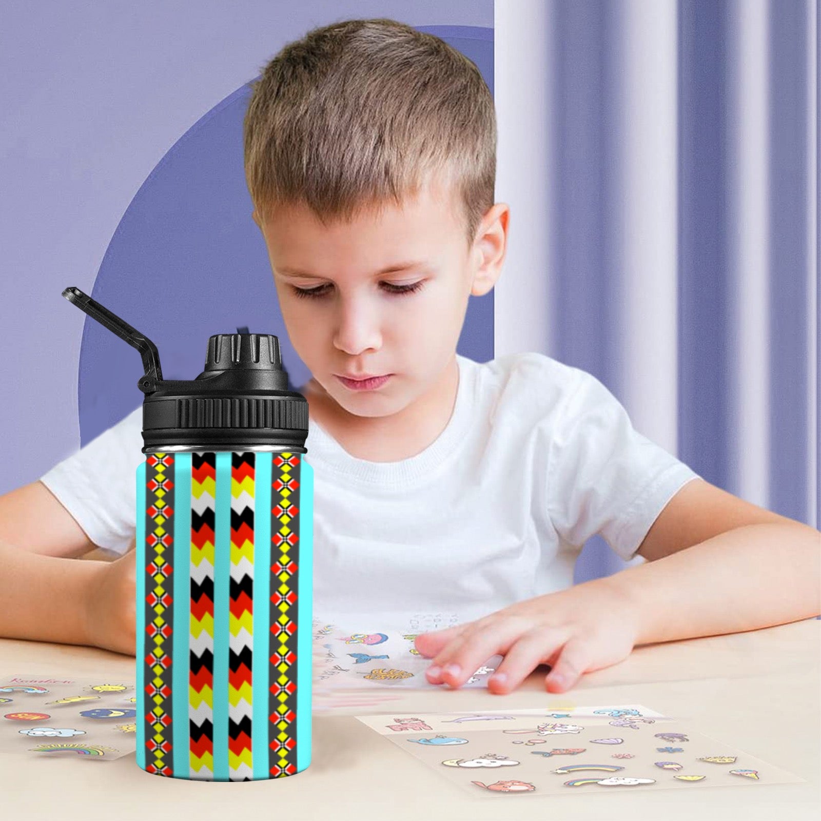 Ice Blue Kids Water Bottle with Chug Lid (12 oz)