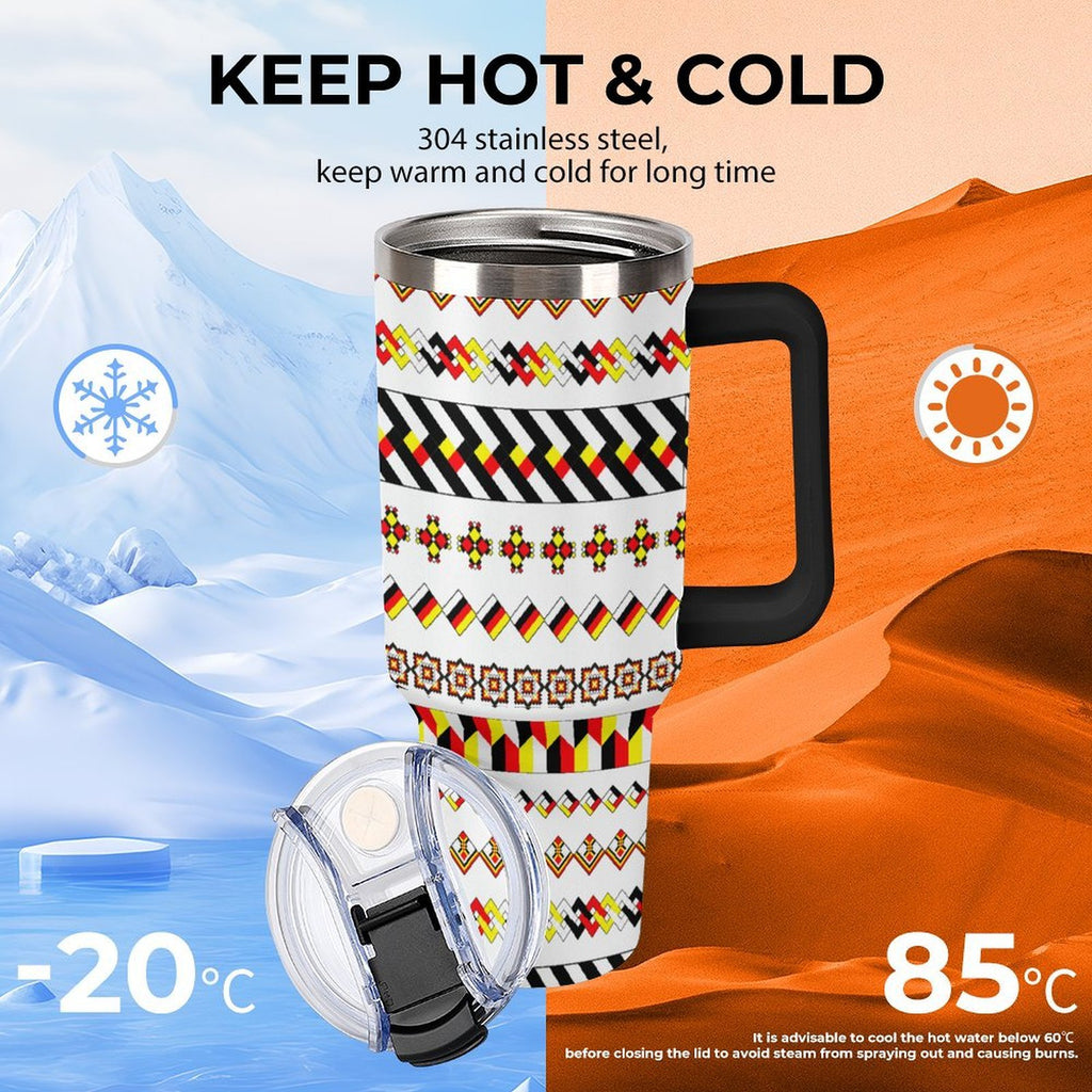 White 40oz Tumbler with Multi-Color Handle