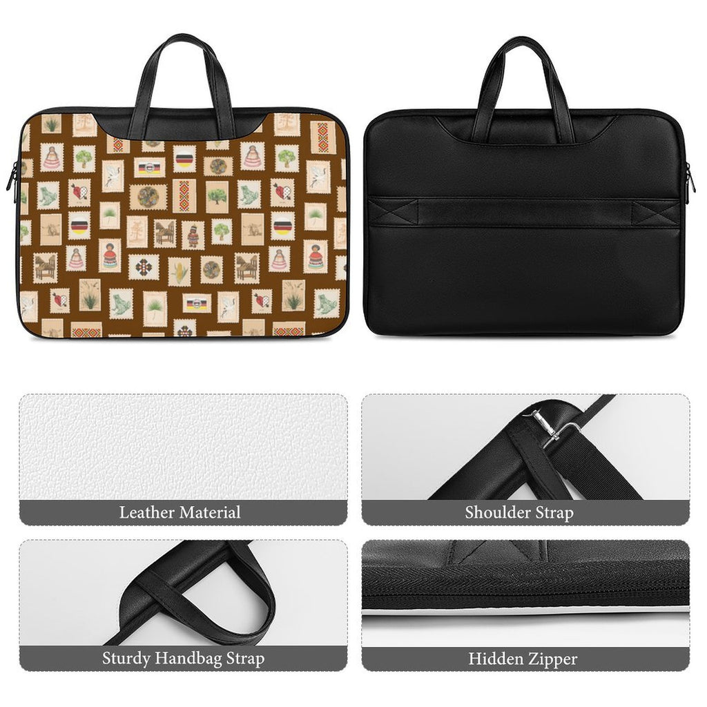 Mocha PU Leather Laptop Bag 42x30.5cm
