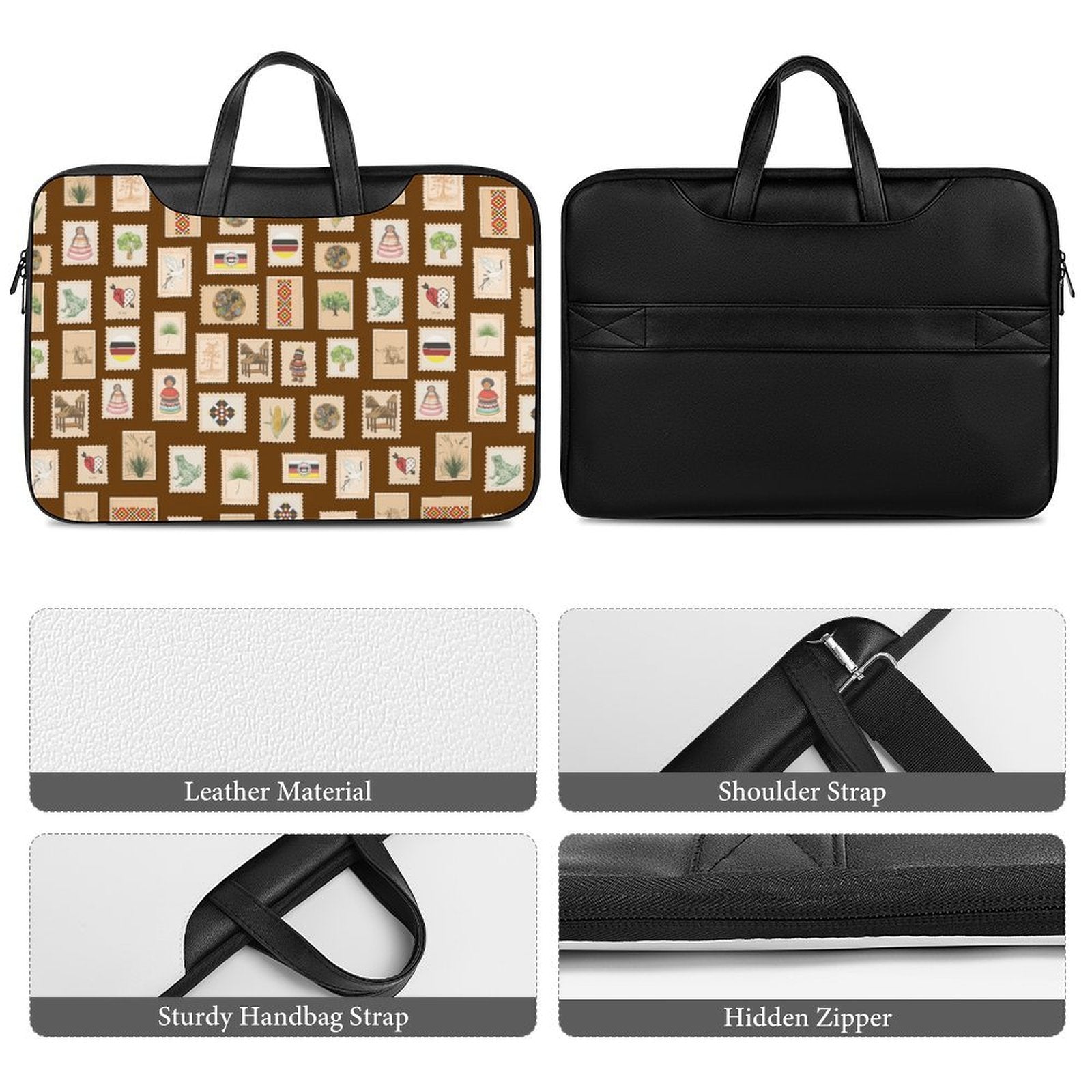Mocha PU Leather Laptop Bag 42x30.5cm