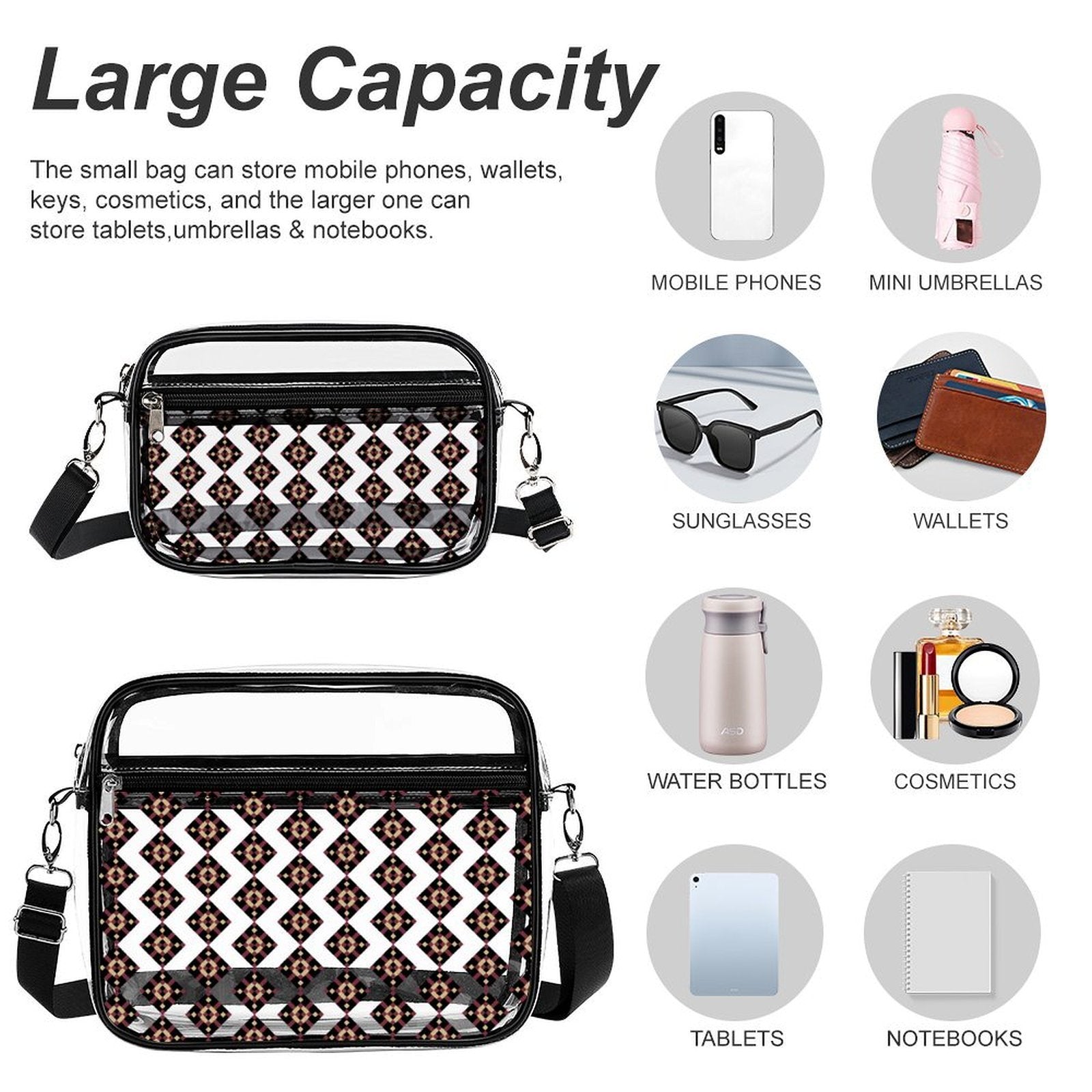 2-Piece Clear Satchel Bag Set FS1