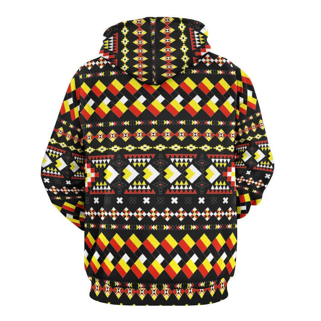 Tribal Design Loose Fit Hoodie for Adults