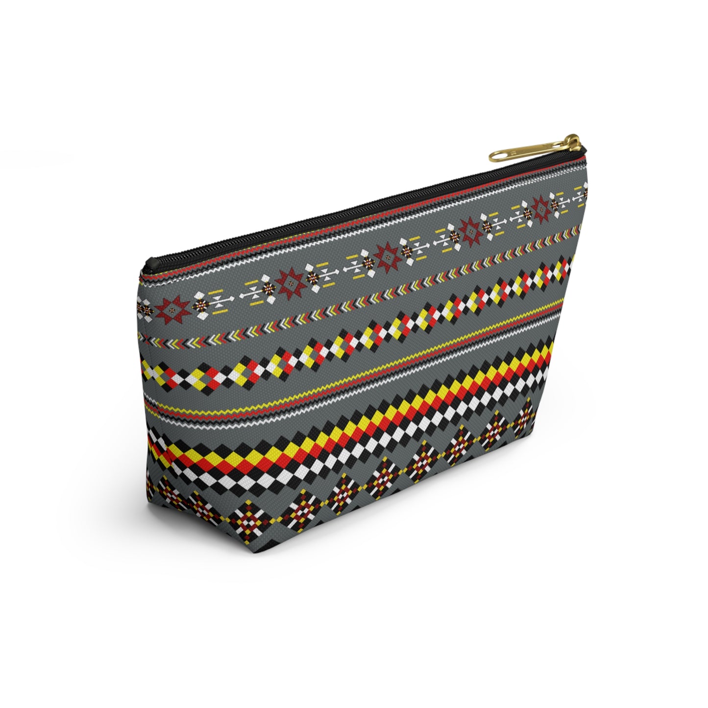 Dark Grey Colorful Accessory Pouch, Versatile Makeup Bag, Travel Organizer, Unique Gift for Her, Bright Patterned Clutch, Festival Essentials