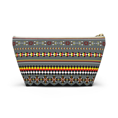 Dark Grey Colorful Accessory Pouch, Versatile Makeup Bag, Travel Organizer, Unique Gift for Her, Bright Patterned Clutch, Festival Essentials