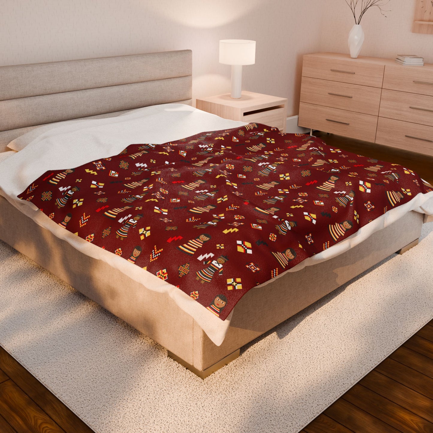 Seminole Dolls Velveteen Plush Blanket Maroon
