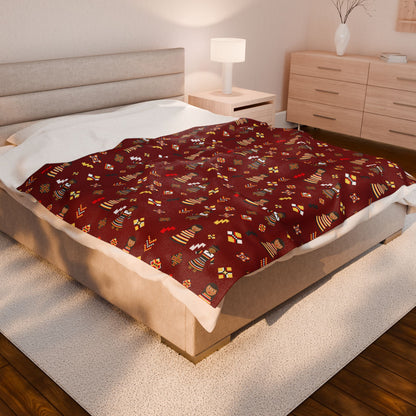 Seminole Dolls Velveteen Plush Blanket Maroon