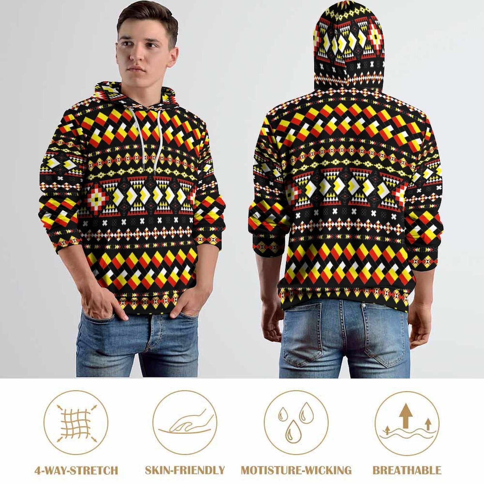 Tribal Design Loose Fit Hoodie for Adults