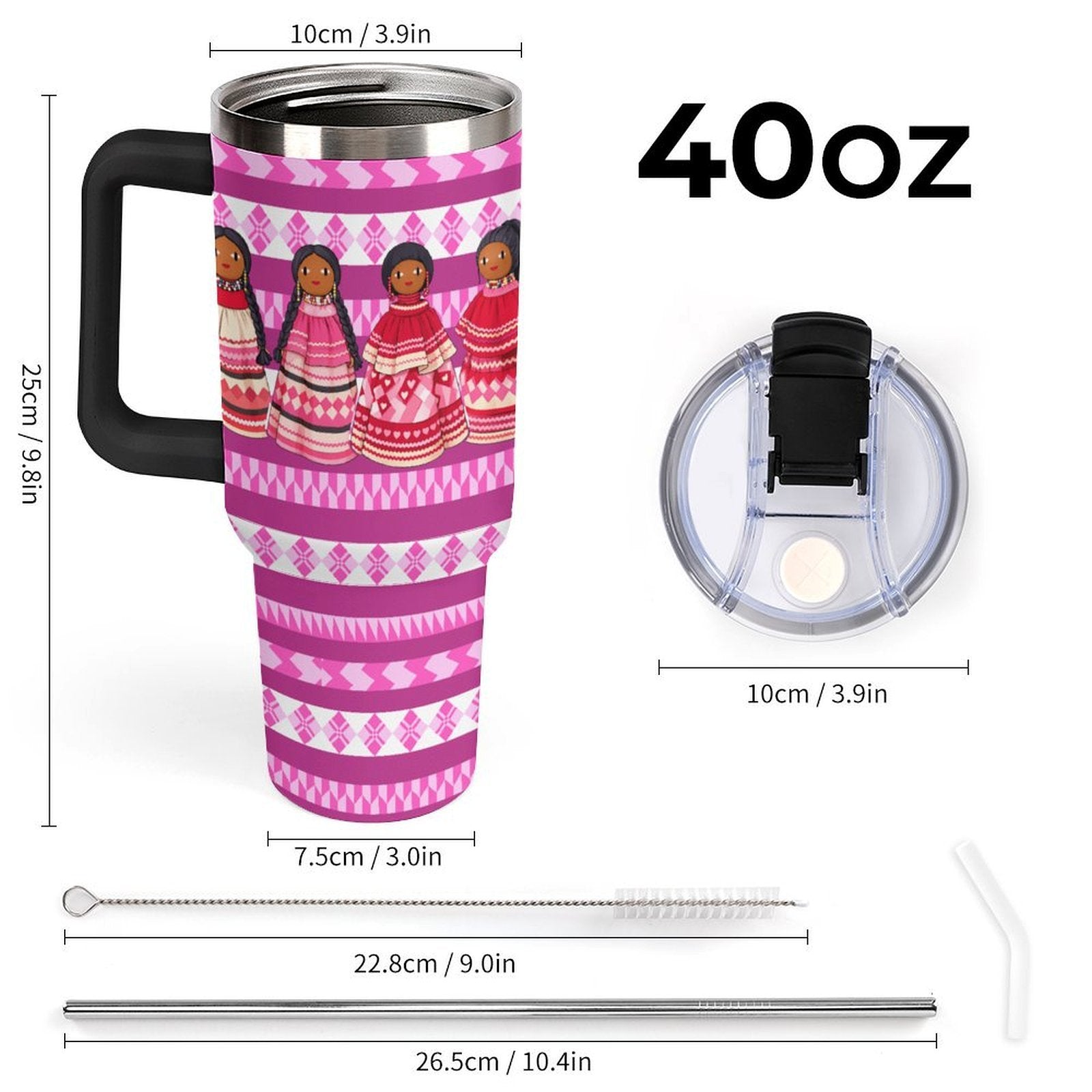 Dolls 40oz Tumbler with Multi-Color Handle
