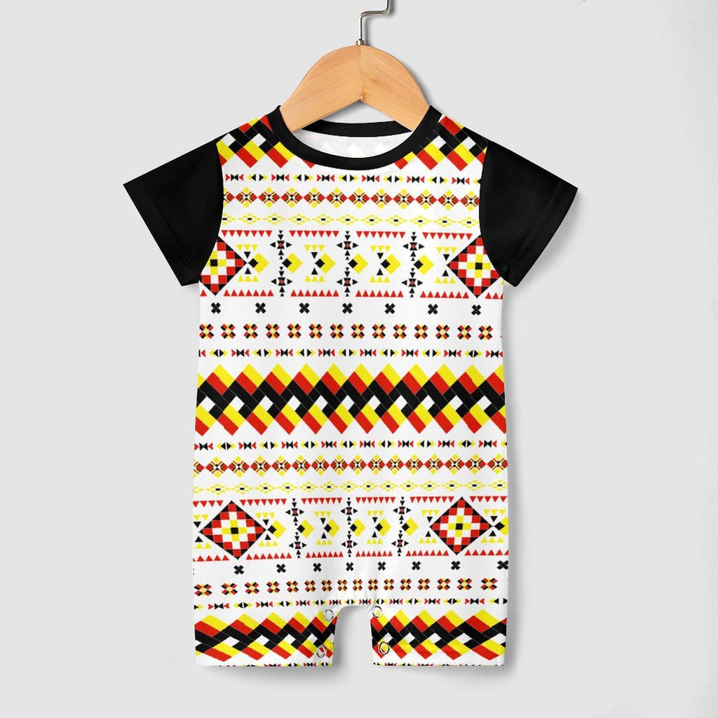 White Short Sleeve Baby Romper