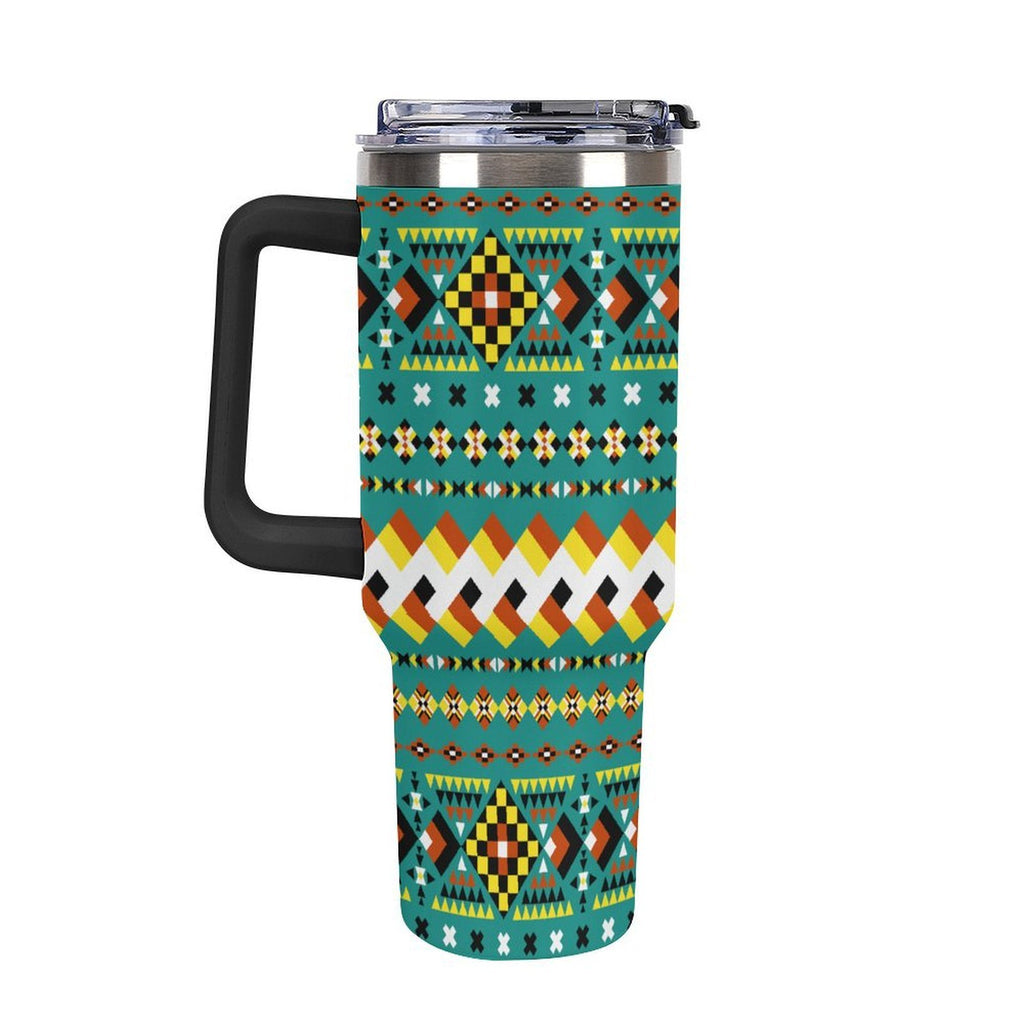 Teal 40oz Tumbler with Multi-Color Handle