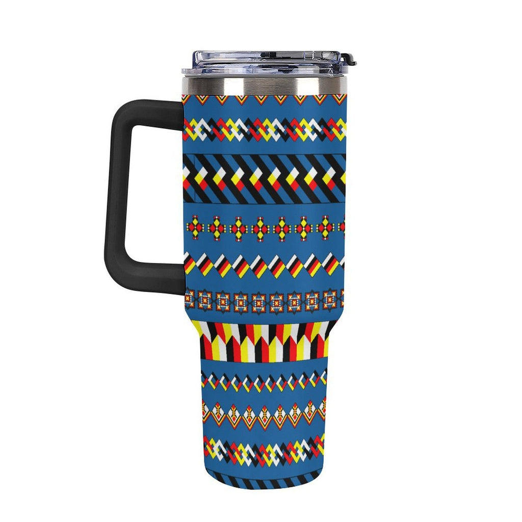 Blue 40oz Tumbler with Multi-Color Handle