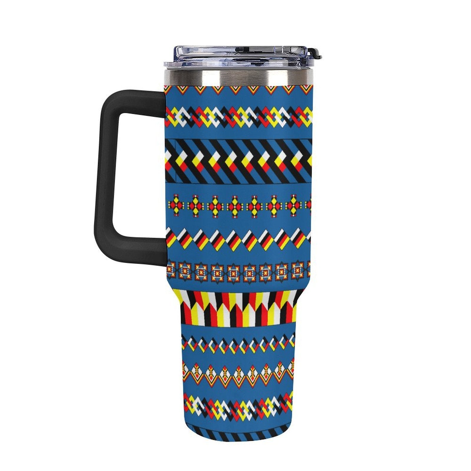 Blue 40oz Tumbler with Multi-Color Handle