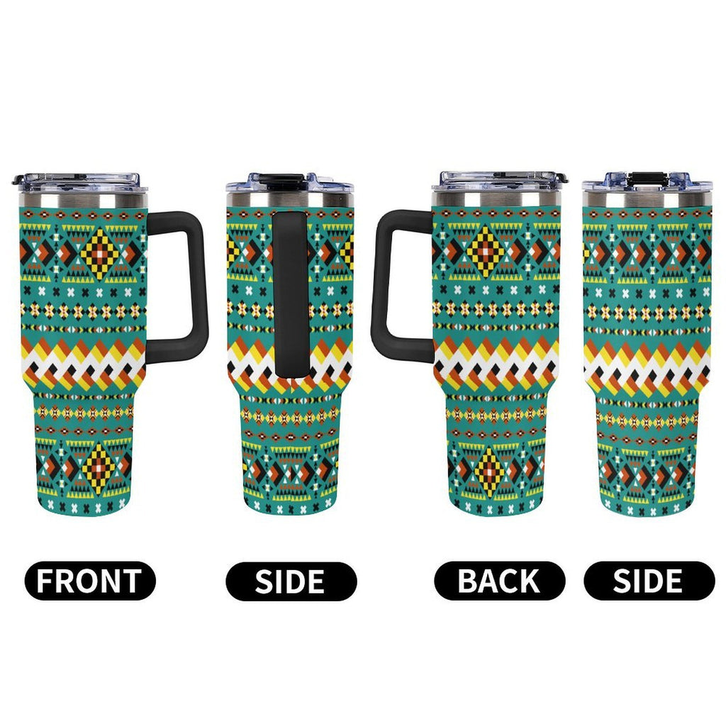 Teal 40oz Tumbler with Multi-Color Handle