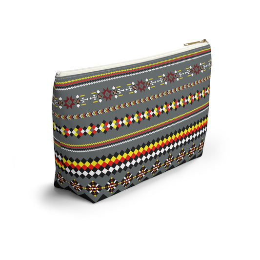 Dark Grey Colorful Accessory Pouch, Versatile Makeup Bag, Travel Organizer, Unique Gift for Her, Bright Patterned Clutch, Festival Essentials